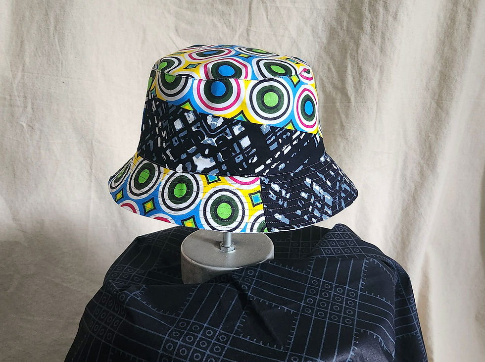 Thumbnail: Mixed Prints Reversible Tall Bucket Hat-ColorsCircle+Blk Scratch