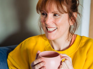 Fiona with a cup of tea