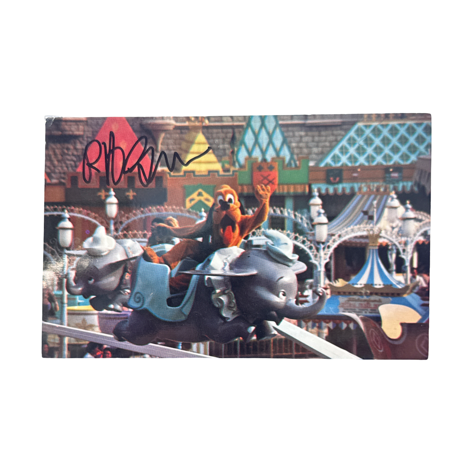 Disneyland Postcard; Pluto on Dumbo