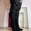 Thumbnail: BLACK AND GOLD THIGH HIGH BOOTS