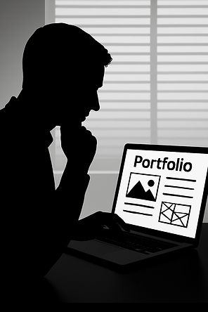 Person Preparing Portfolio on Computer