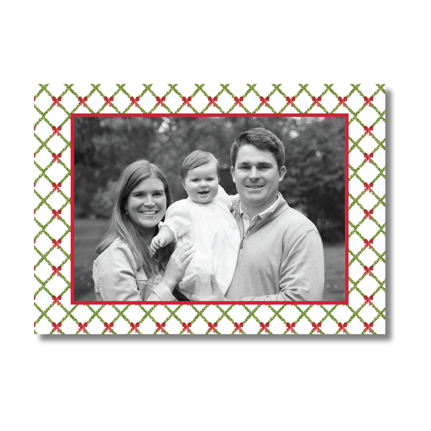 Red Bow and Trellis Photo Card