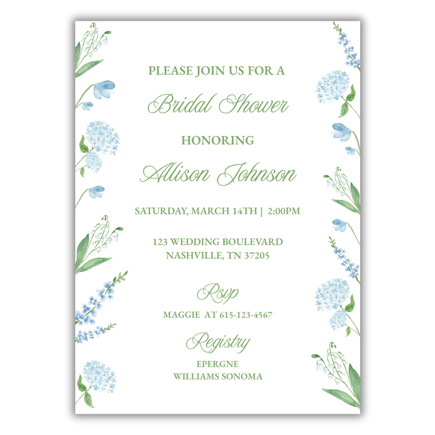 Blue Garden Invitation