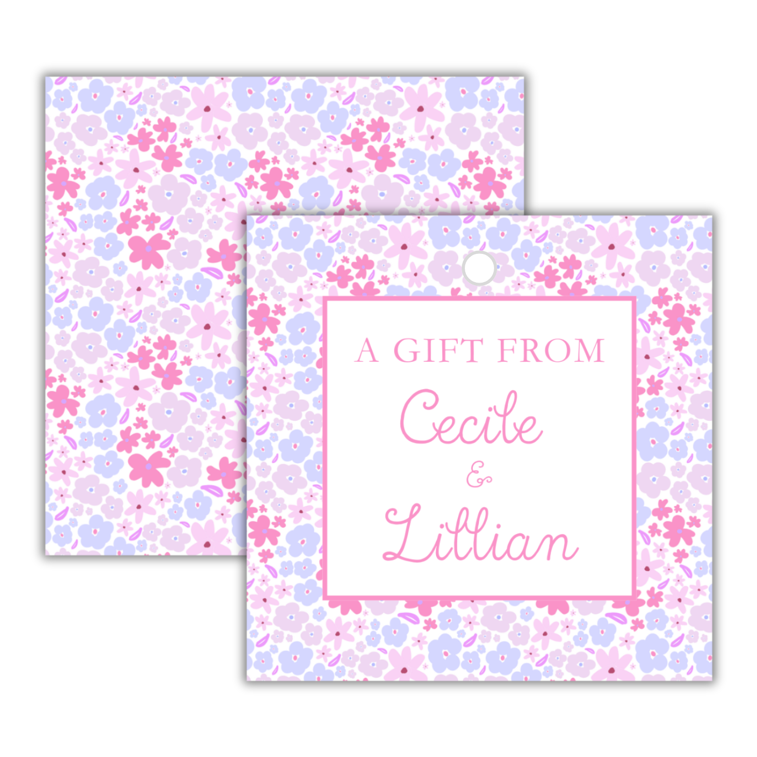 Pink and Purple Ditsy Floral Gift Tag Set