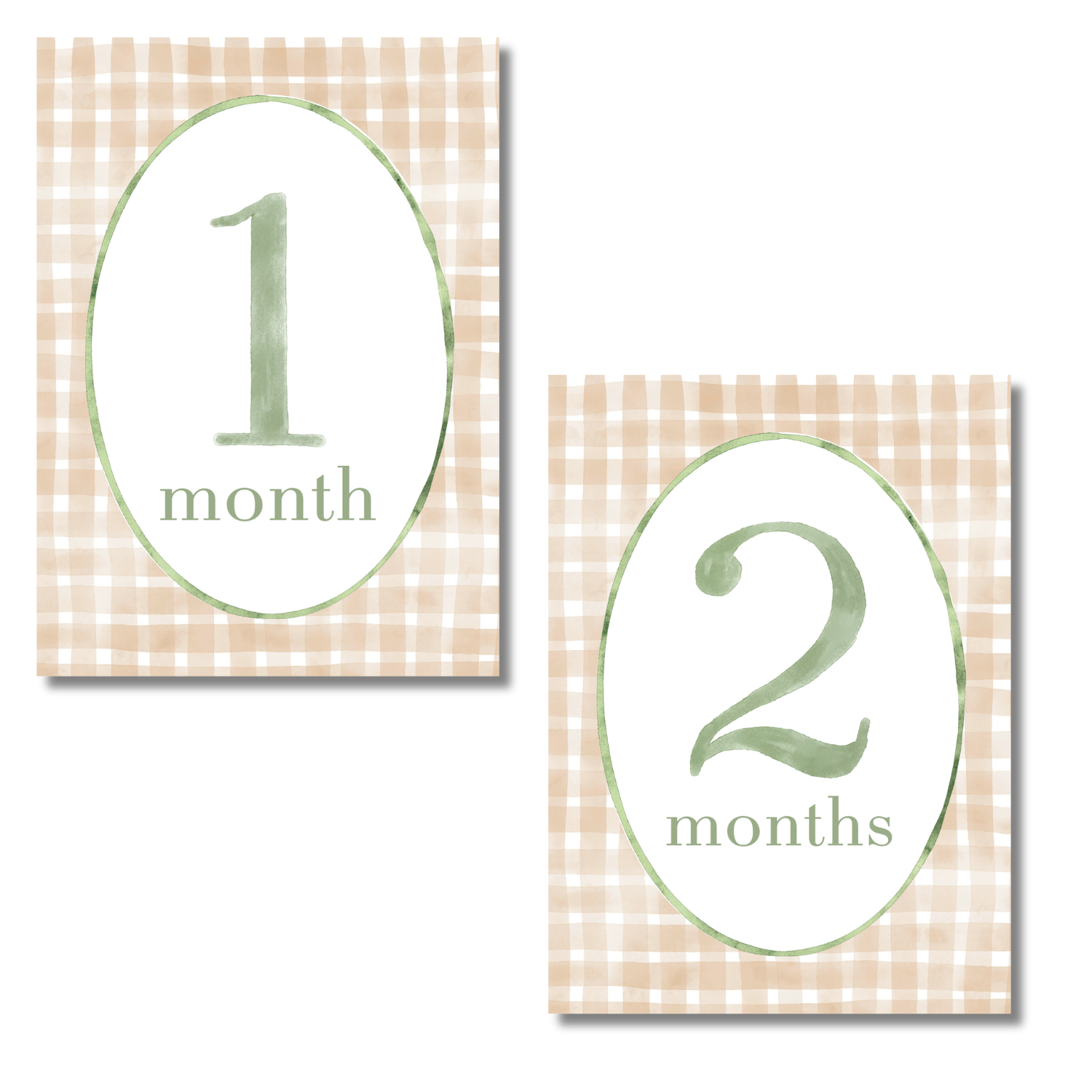 Neutral Gingham Milestone Cards
