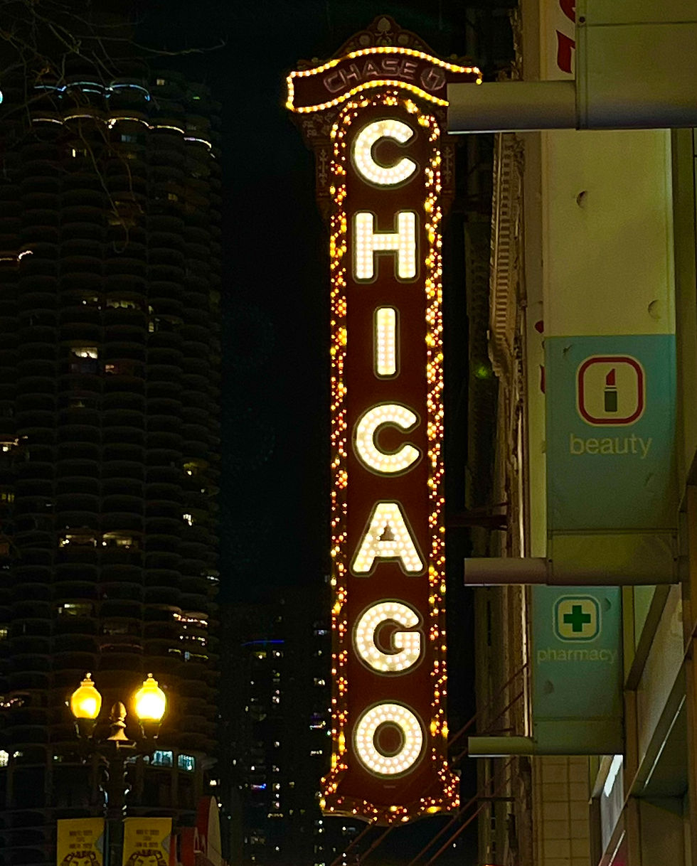 Light up Chicago Theatre Marquee at night