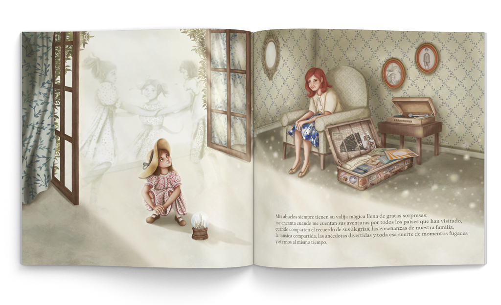 Niña recordando. Girl remembering. Children book illustration. Carolina Pratto.
