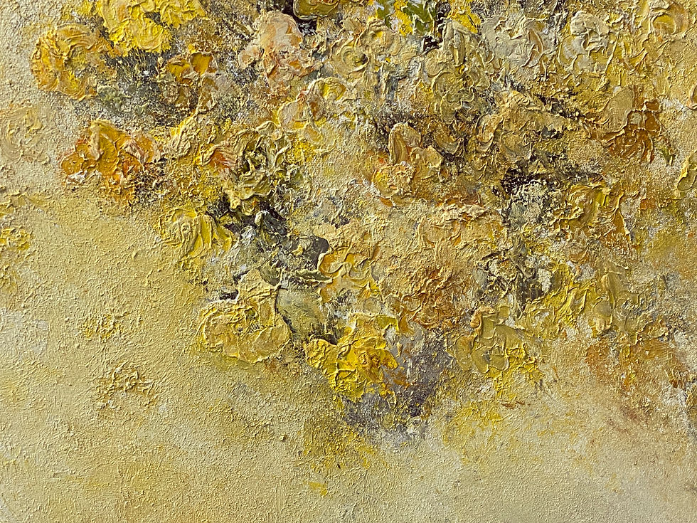 Thumbnail: Close up of details of abstract vibrant yellow painting