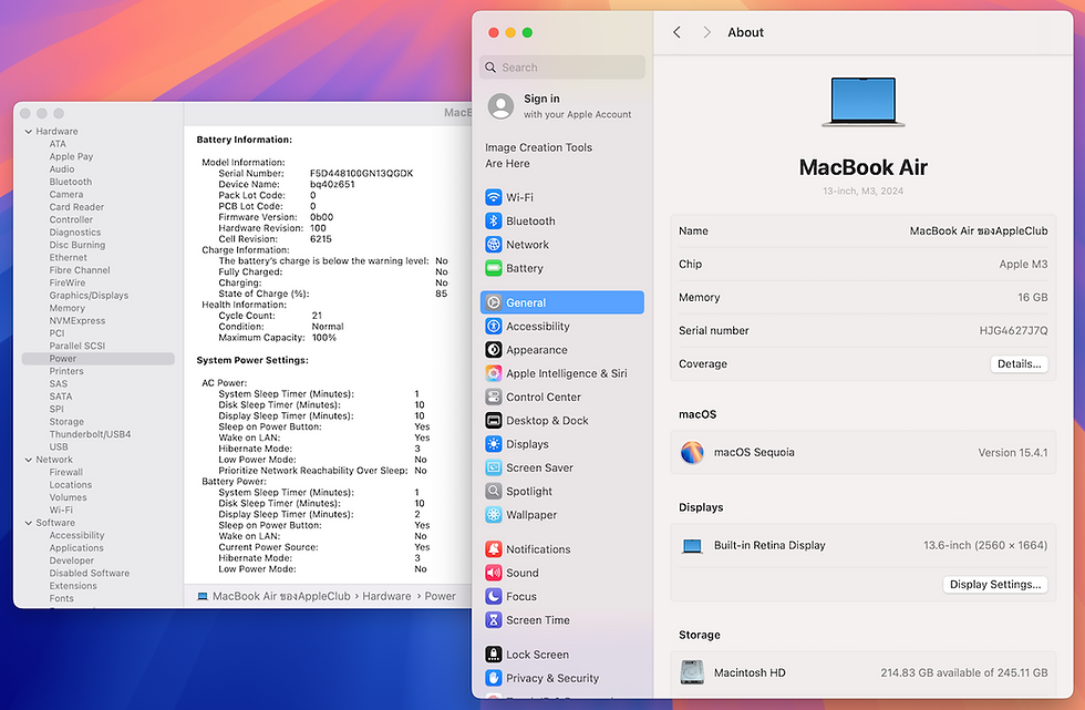 Thumbnail: MacBook Air M3 RAM 16GB ประกันศูนย์ Like NEW!! รหัสสินค้า : 2604