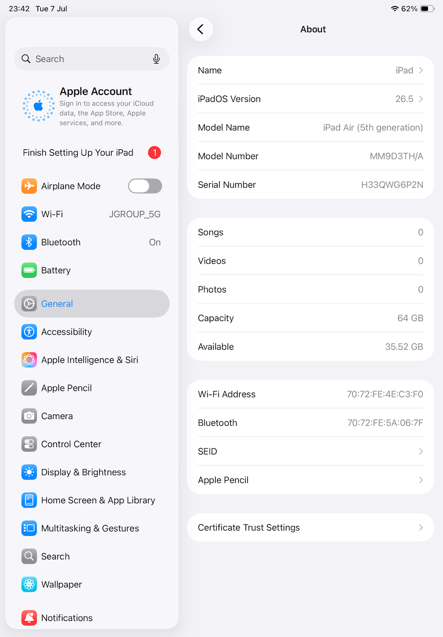 Thumbnail: iPad Air5 64 WiFi รหัสสินค้า : 1107