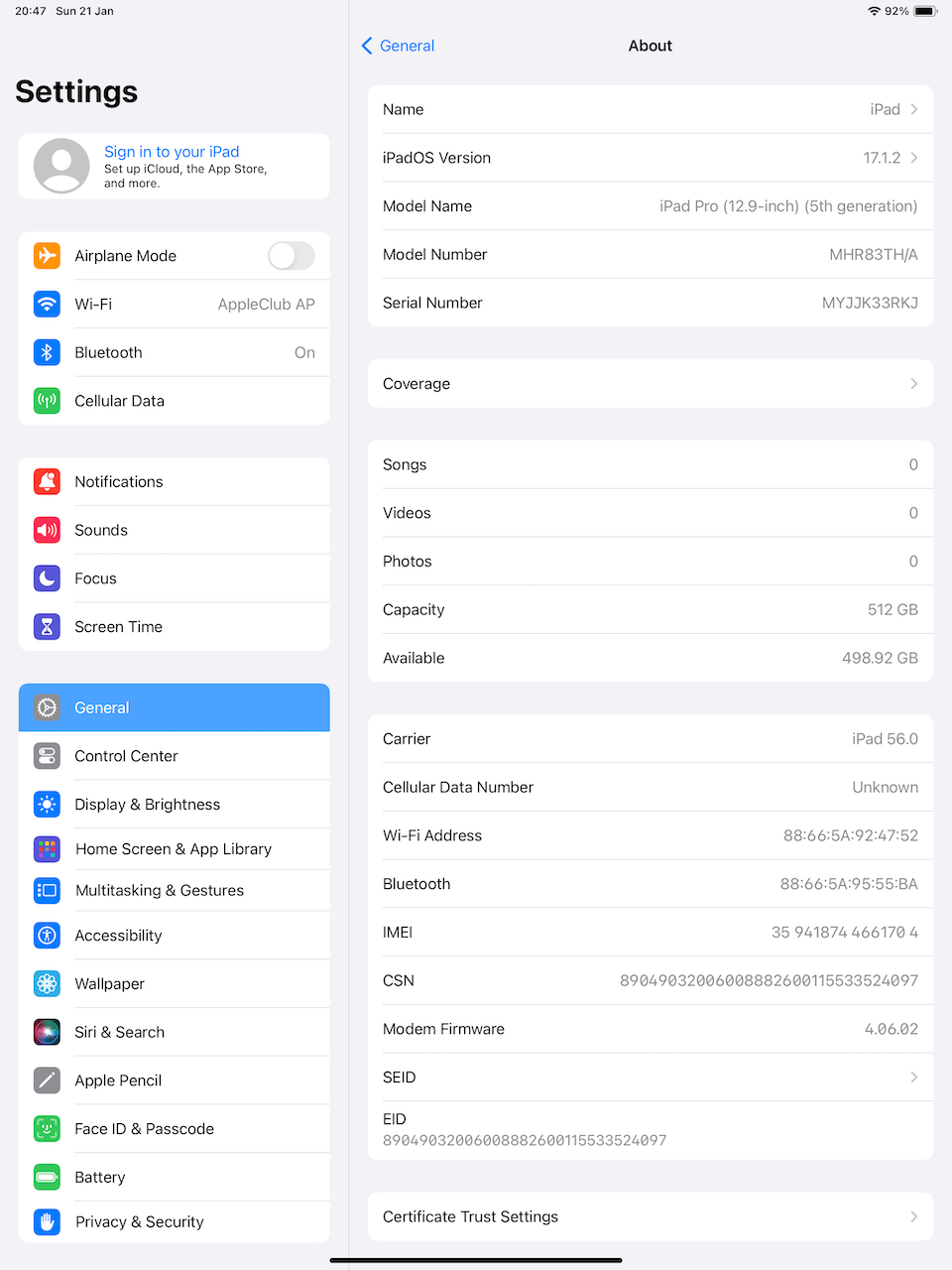 Thumbnail: iPad Pro 12.9 M1 Gen5 Wi-Fi + Cellular ความจุ 512GB รหัสสินค้า : 1001