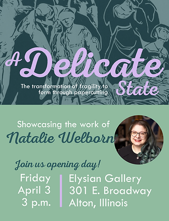 Promotional image for the upcoming exhibition 'A Delicate State' by Natalie Welborn
