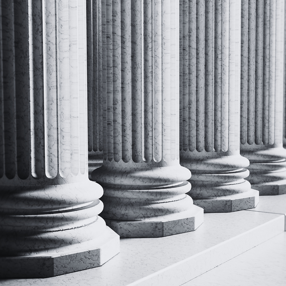 The base of four pillars or columns