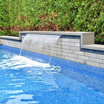 waterfall pool custom beige black luxury water techobloc