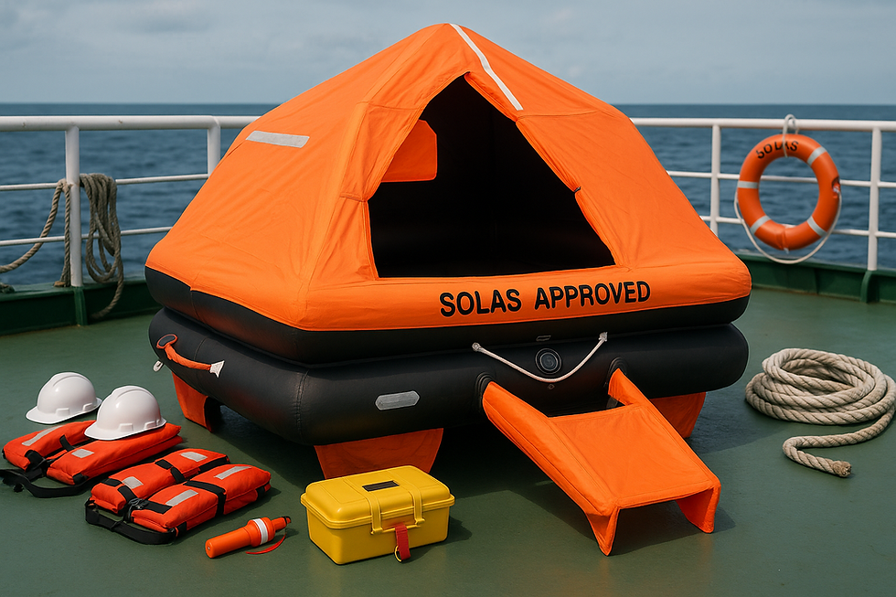 IMPA 330101: For a 6-person, SOLAS-approved inflatable liferaft, IMPA 330103: For a 16-person