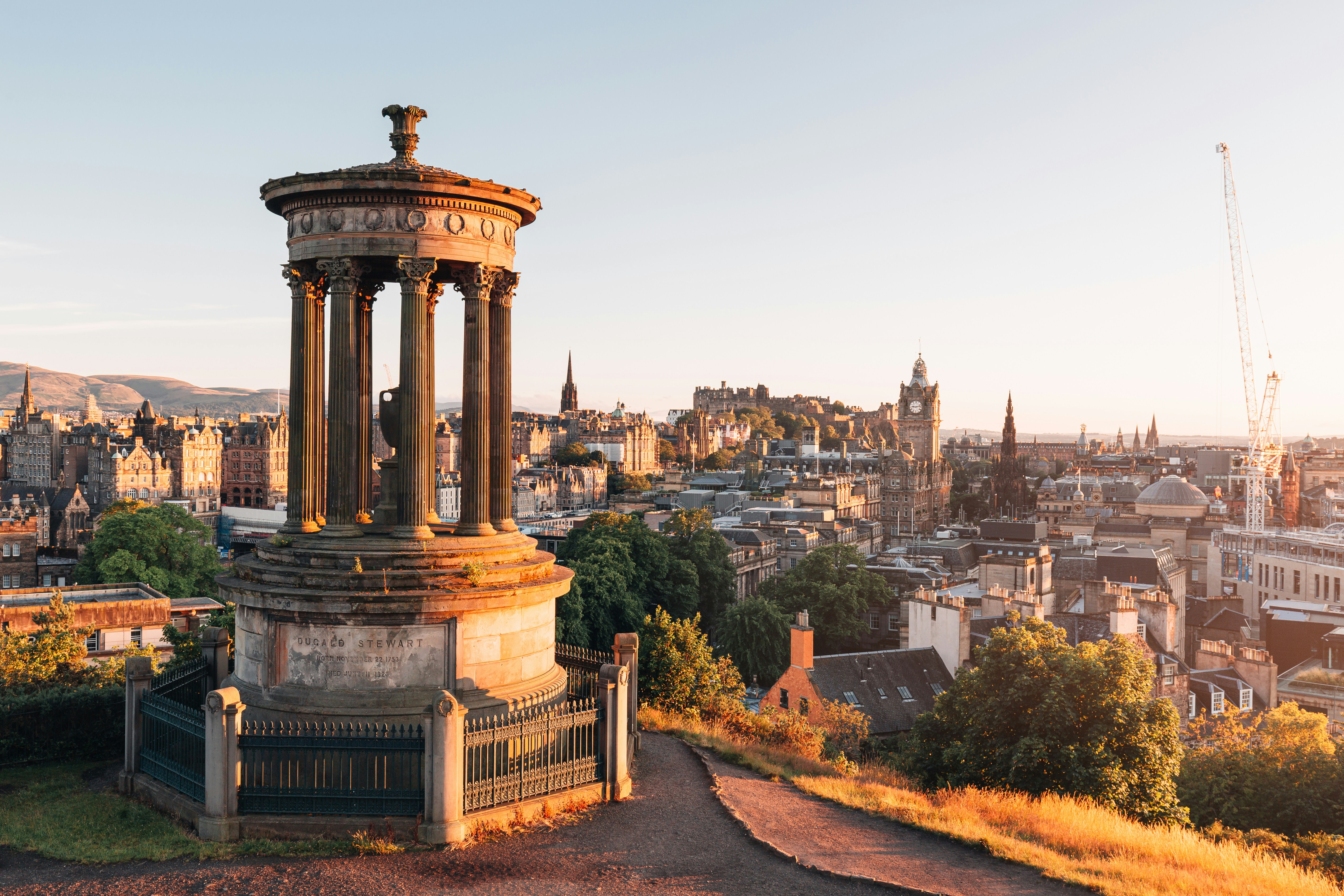 Edinburgh skyline with the Dugald Stewart Monument