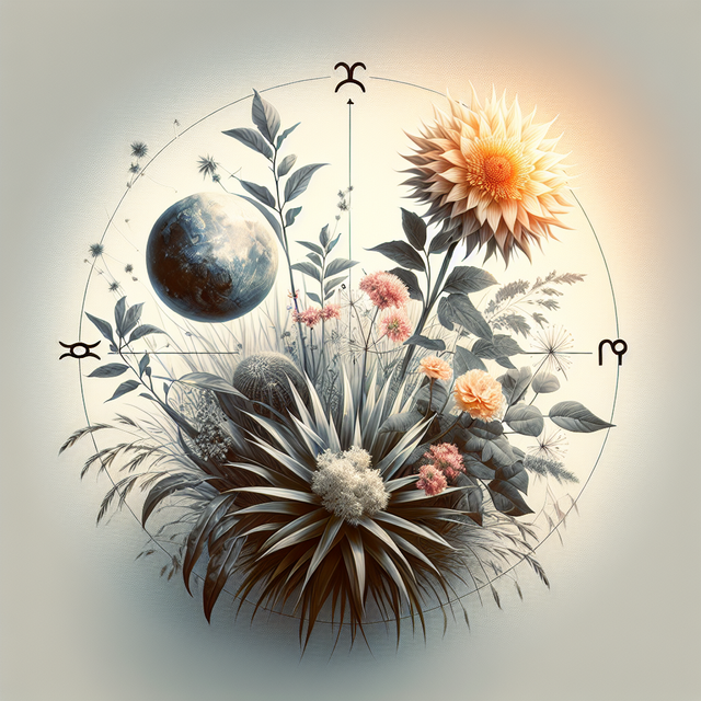 Generate a high-quality, photo-realistic image based on the concept of Astrology Compatibility. However, instead of traditional zodiac symbols, represent the concept through a scene that features two complimentary plants or flowers in their natural setting, symbolizing the best relationship matches. The image should resemble professional botanical photography, focusing on realistic textures, lighting, and detail. Emphasize on macro photography or close-up nature photography style, avoiding any inclusion of illustrations, drawings, clip art, or digital painting styles. Ensure there are no text, logos, or artificial objects present.