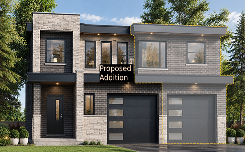 Contemporary residential design with a new addition on the right