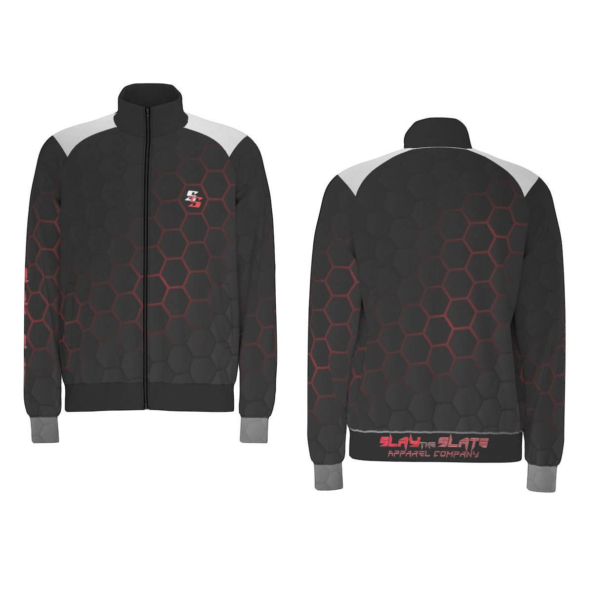 Red Hex-treme Men's Raglan-Sleeve Stand Collar Jacket