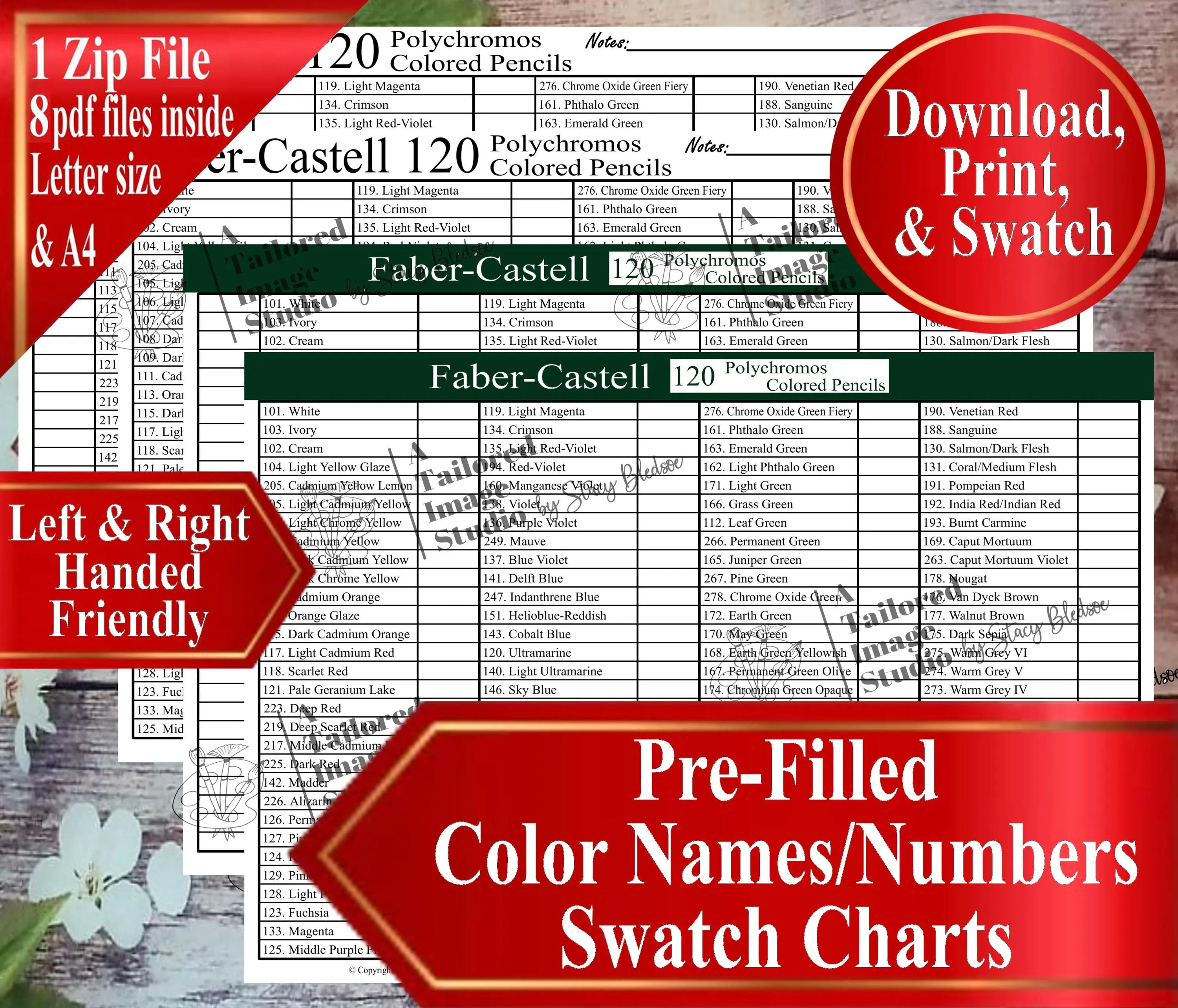 Faber Castell 120 Polychromos Colored Pencils Swatch Charts