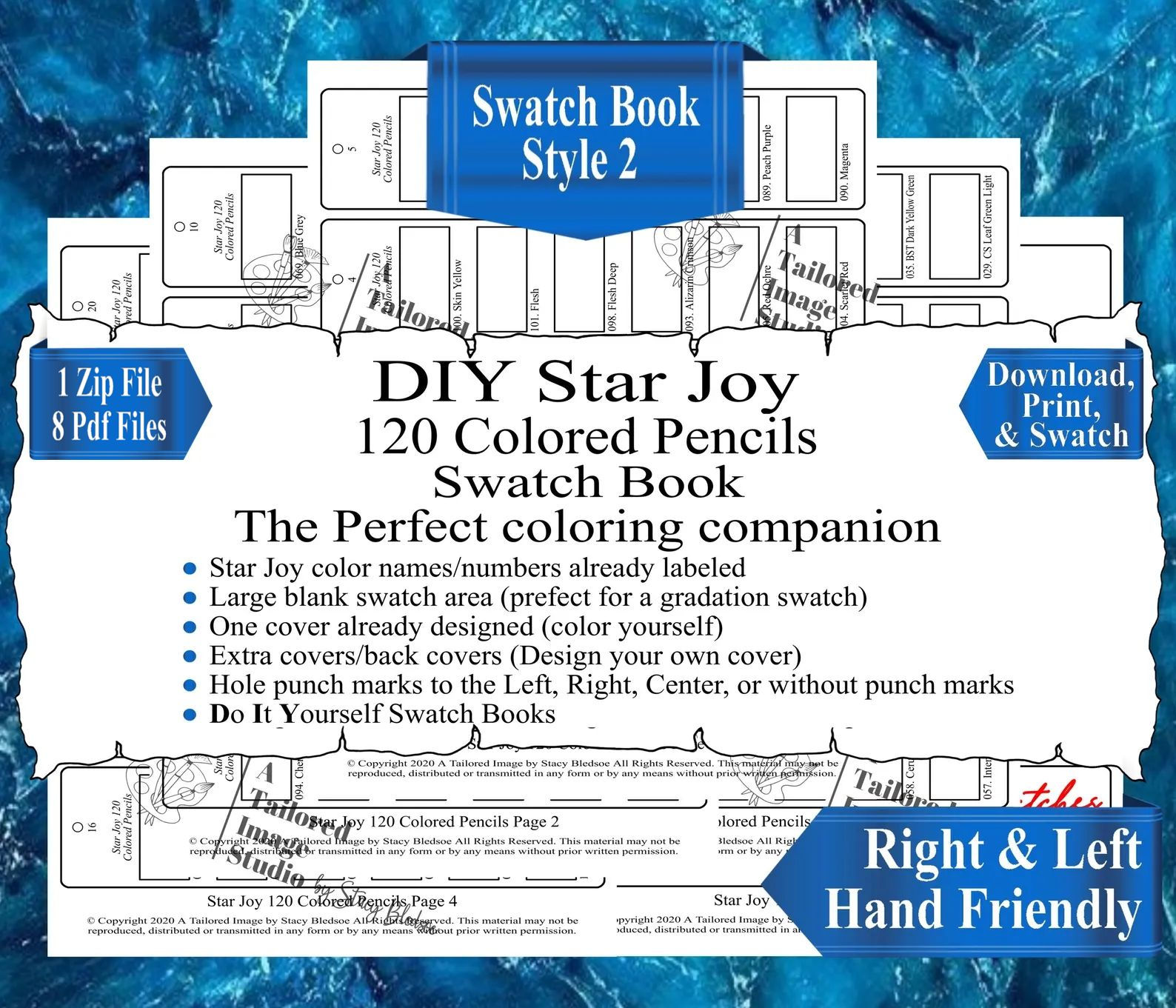 Star Joy 120 Colored Pencils Swatch Book Style 2