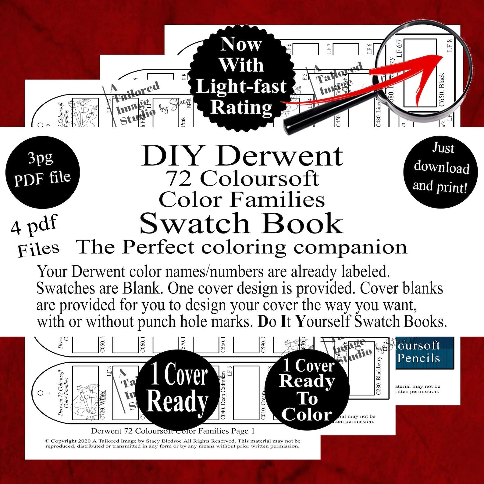 Derwent 72 Coloursoft Color Families Swatch Book Style 1
