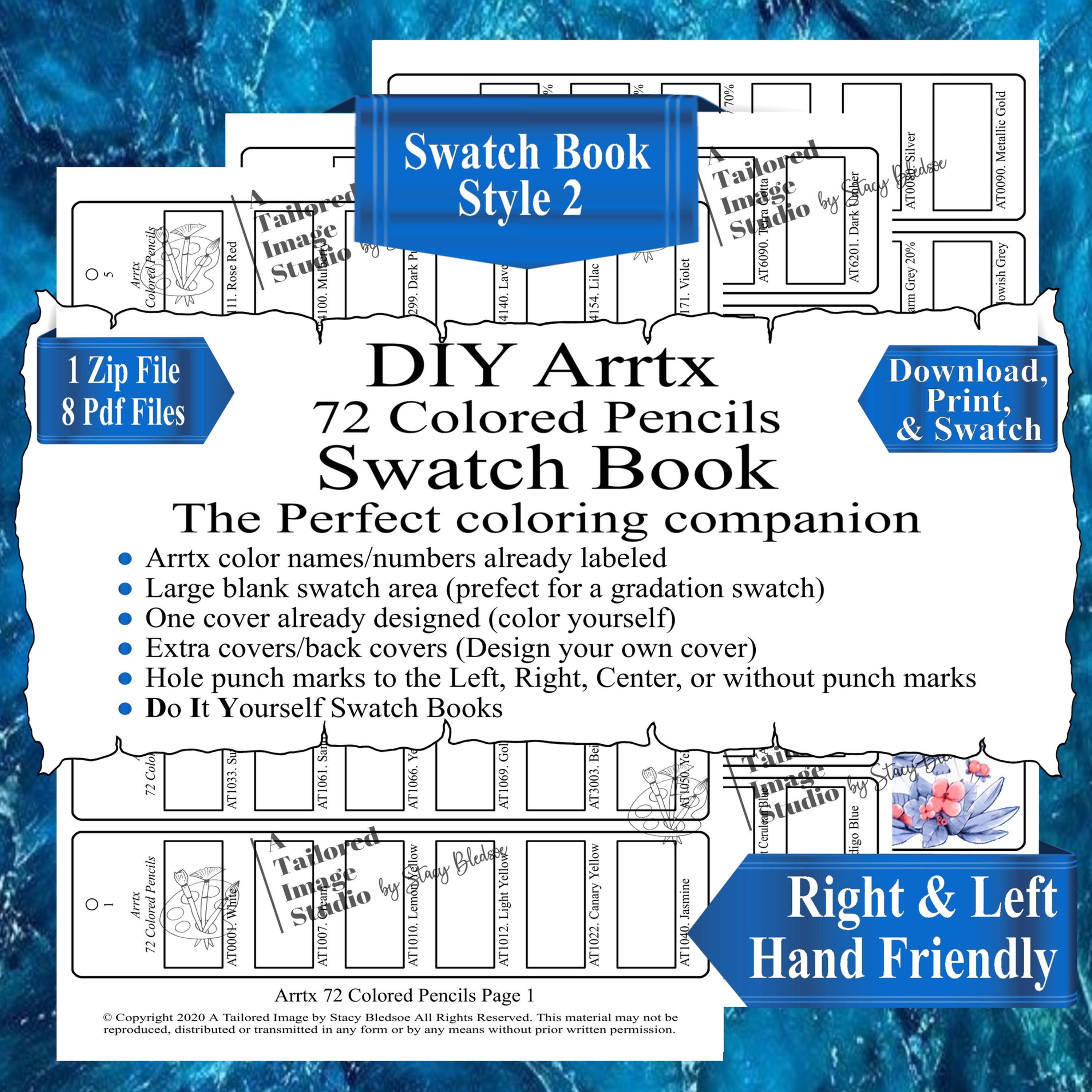 Arrtx 72 Colored Pencils Swatch Books Style 2
