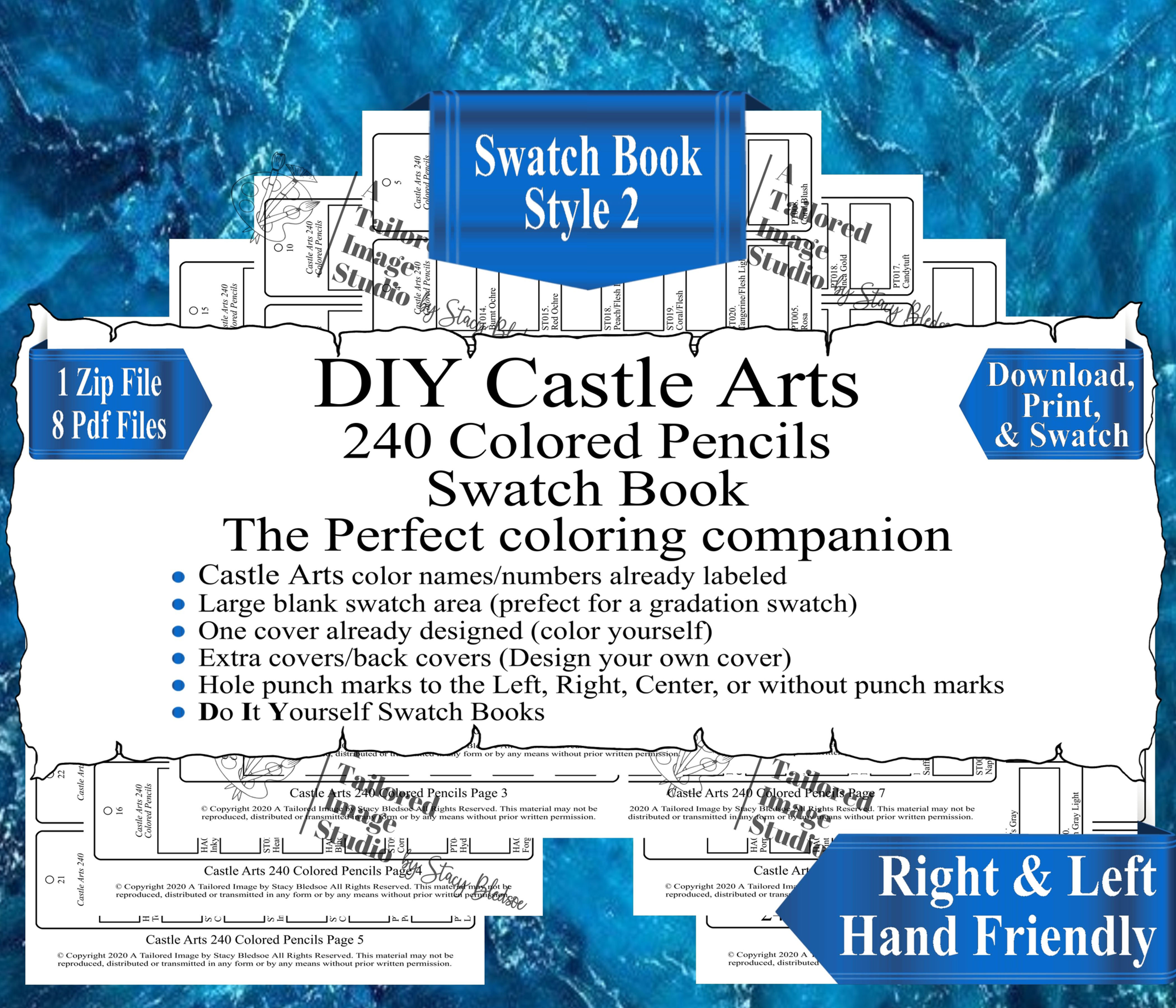 Castle Arts 240 Colored Pencils Swatch Books Style 2