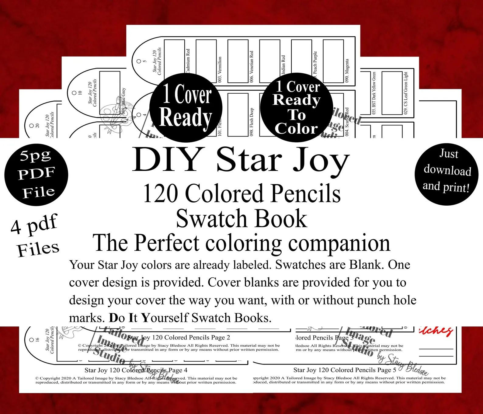 Star Joy 120 Colored Pencils Swatch Book Style 1