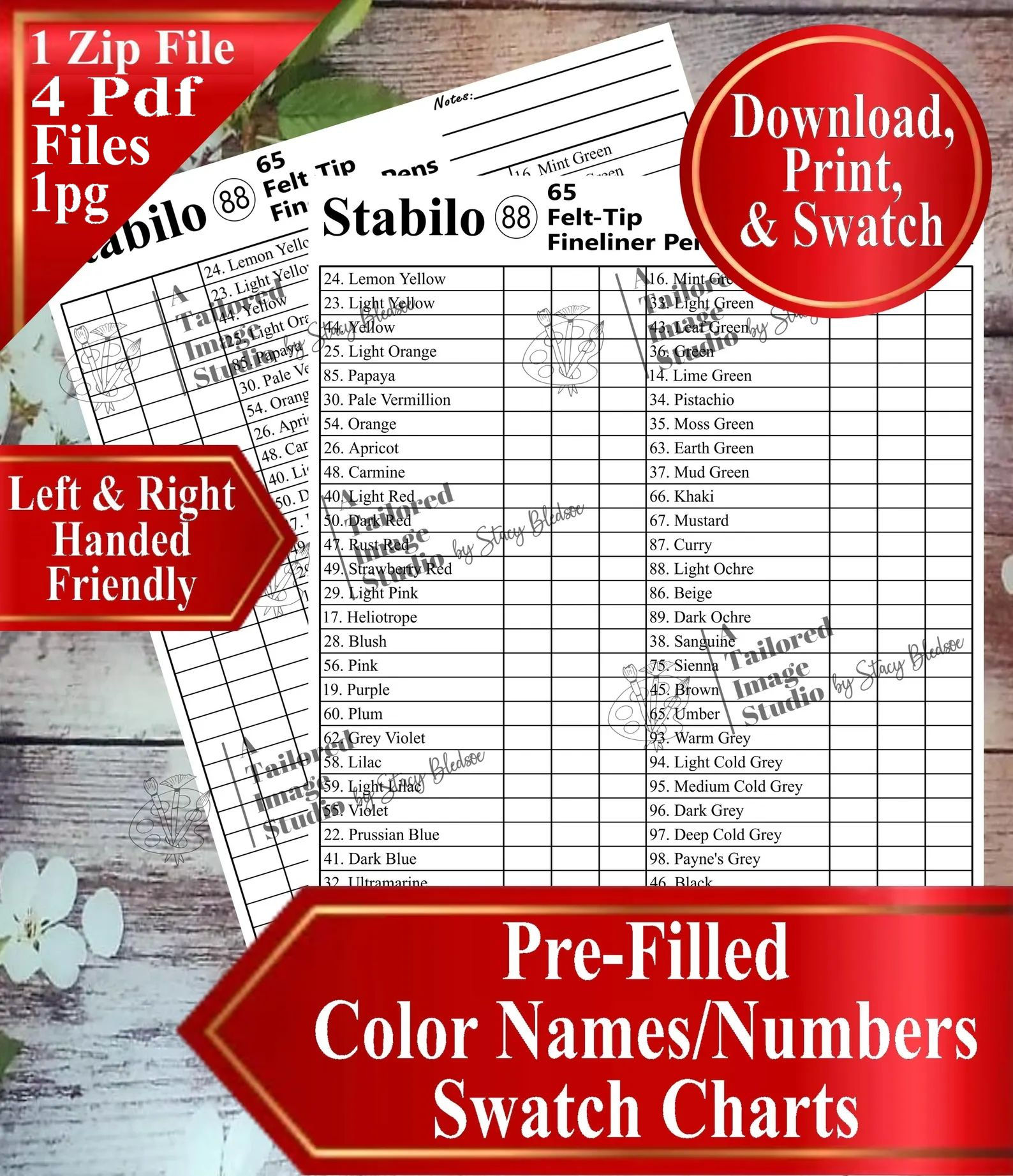 Stabilo 88 Series 65 Felt Tip Fineliner Pens Swatch Chart