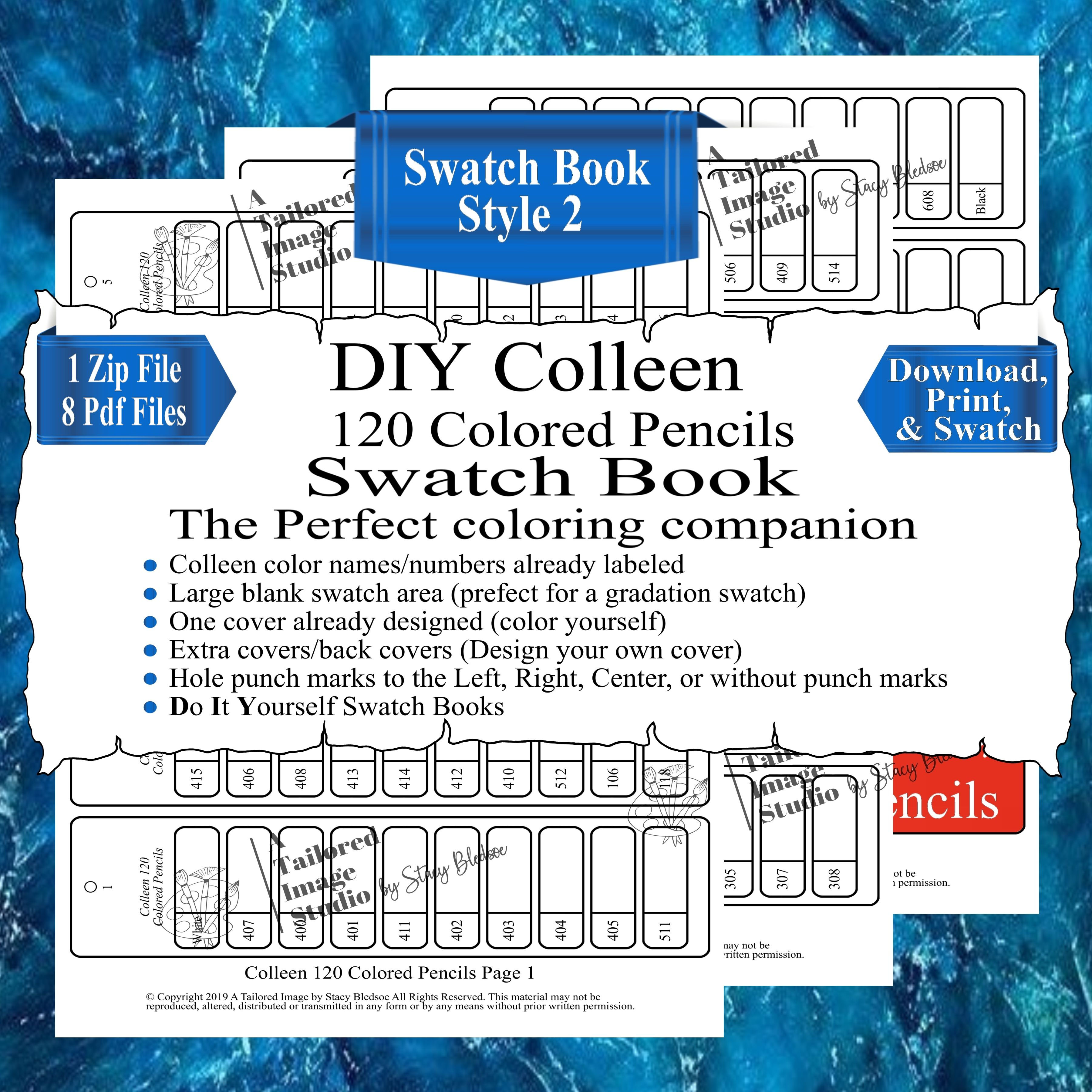 Colleen 120 Colored Pencils Swatch Books Style 2