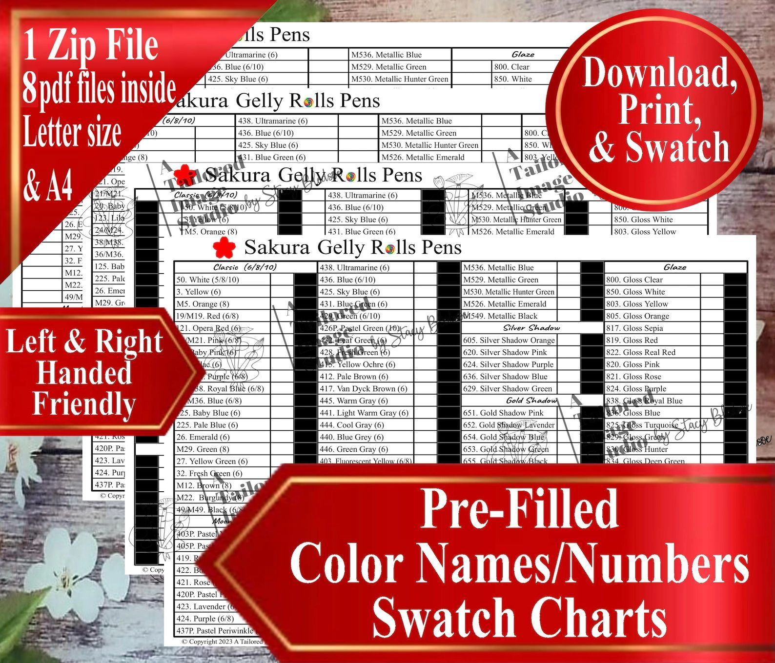 Sakura Gelly Rolls Swatch Charts