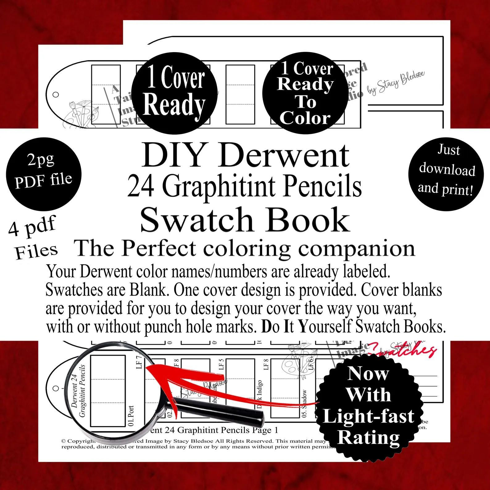 Derwent 24 Graphitint Pencils Swatch Book Style 1