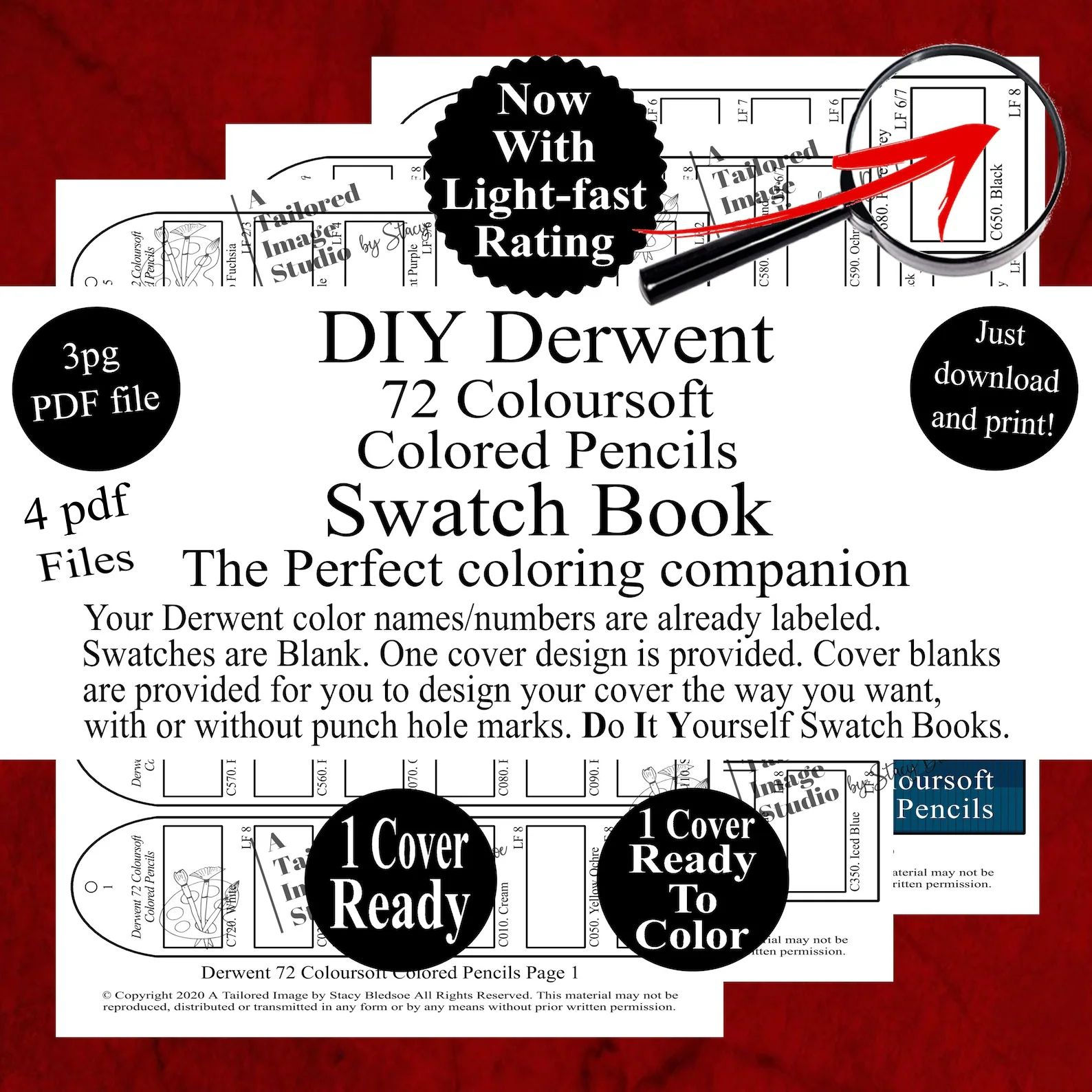 Derwent 72 Coloursoft Colored Pencils Swatch Book Style 1