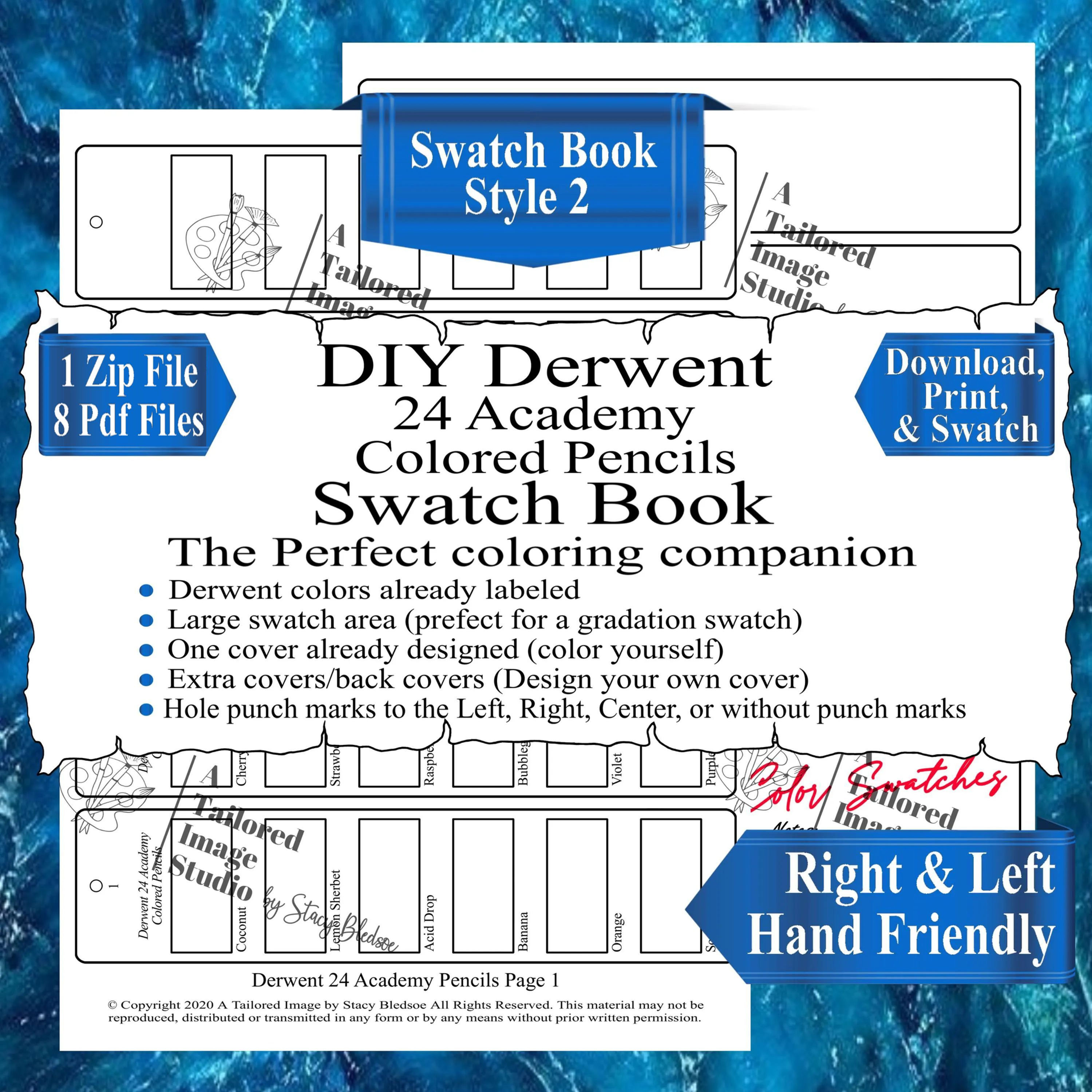 Derwent 24 Academy Colored Pencil Swatch Book Style 2