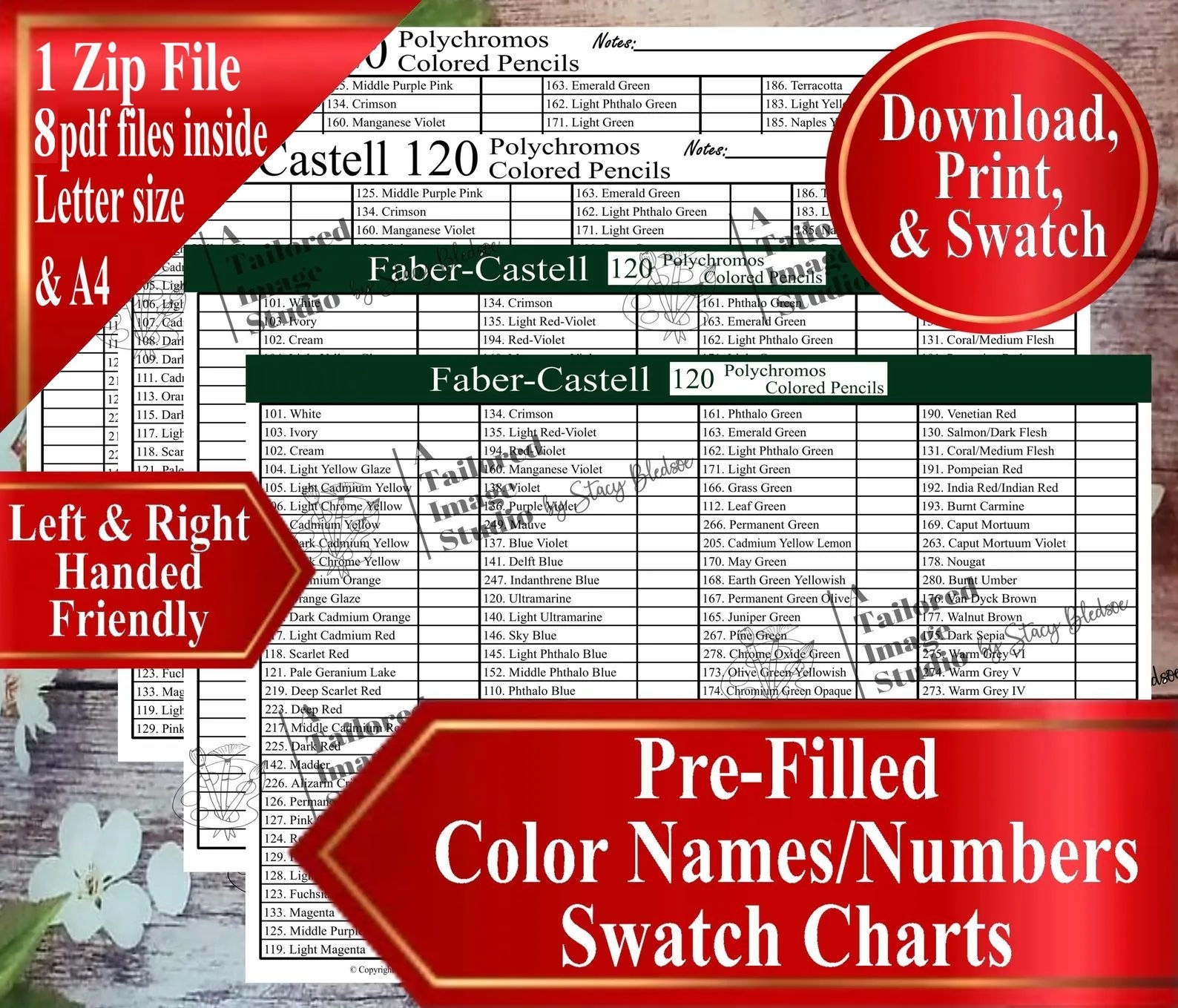 Faber Castell 120 Polychromos Colored Pencils Swatch Charts