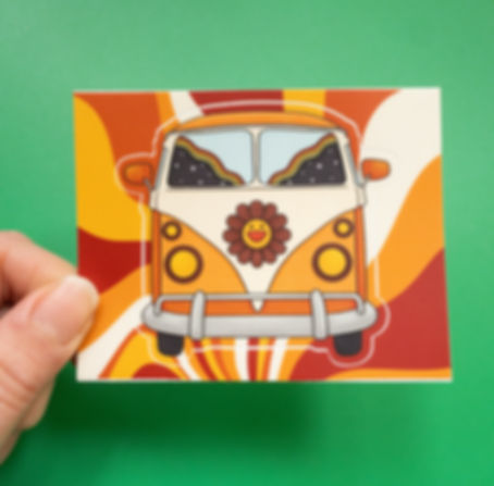 Happy Hippie Camper Van Matte Vinyl Sticker