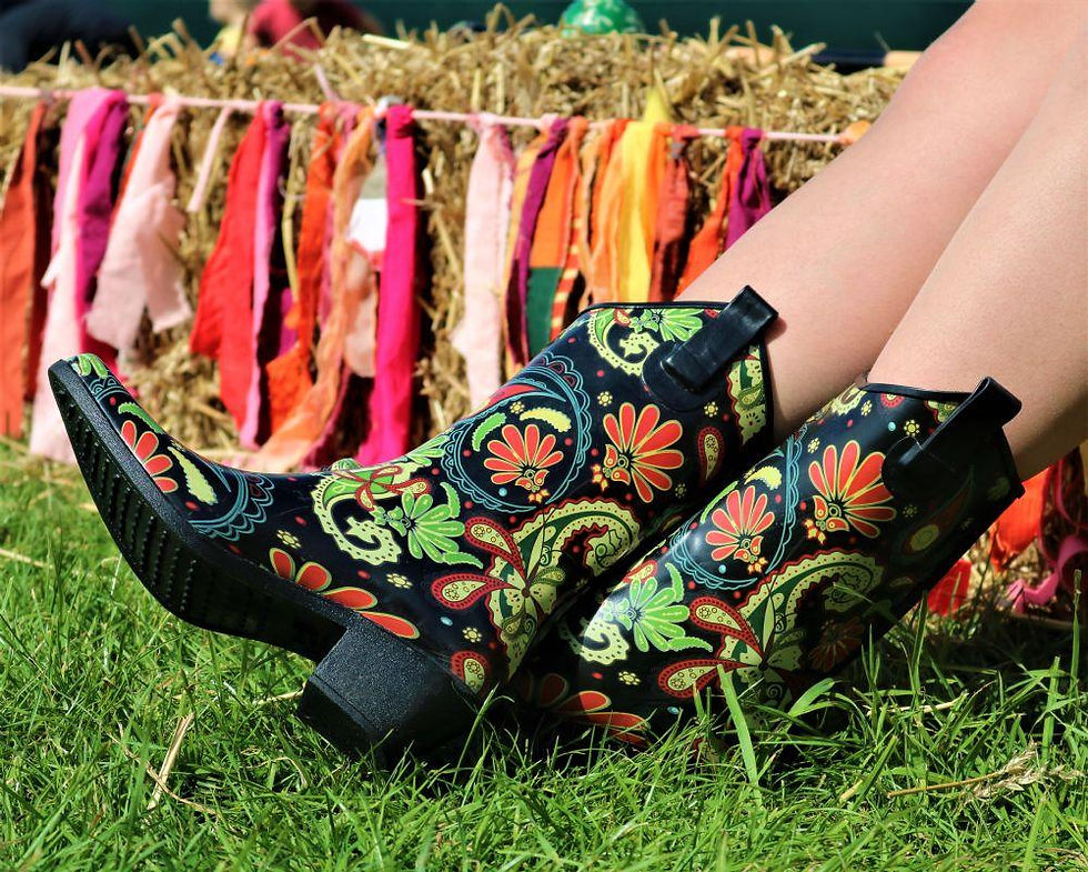Thumbnail: Paisley Vibe cowboy welly boot by Talolo
