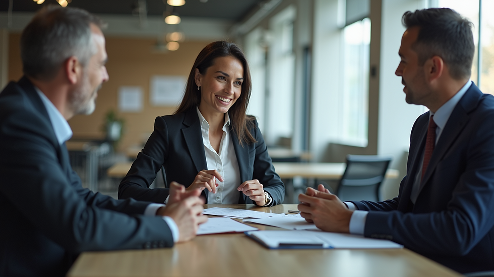 Eye-level view of a business professional discussing MCA options with a client