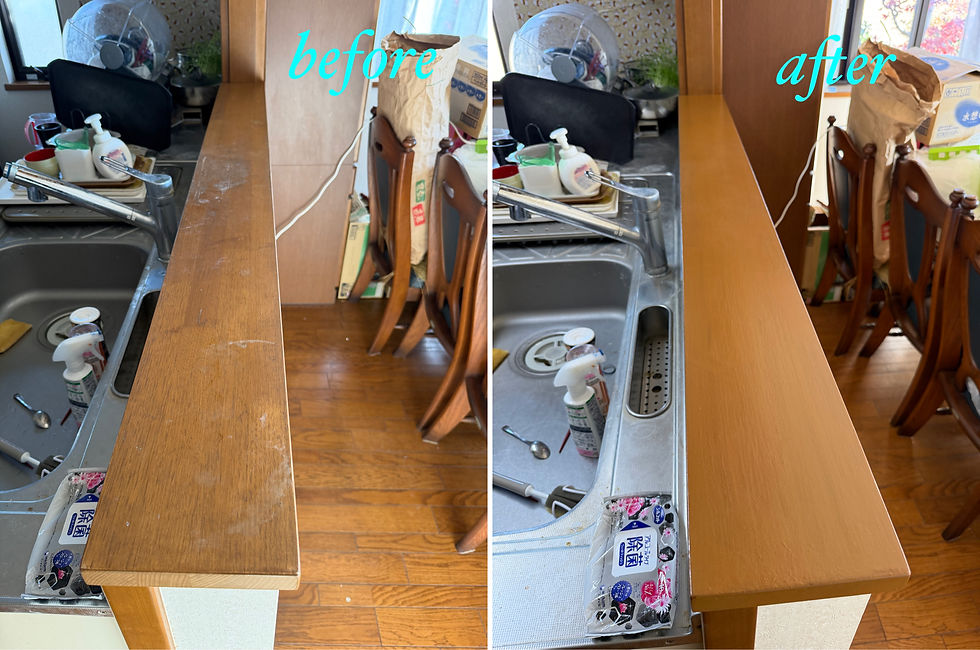 栃木県宇都宮市 カサカサになったキッチンカウンターのリペア補修になります。