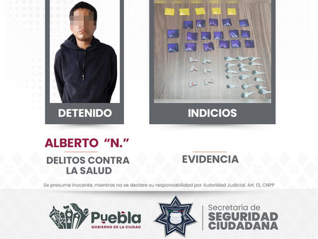 Aseguran Policías de la Ciudad a persona en posesión de enervantes