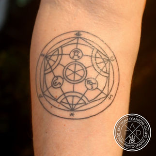 full metal alchemist, anime tattoo, line tattoo, simple tattoo, minimalistic tattoo
