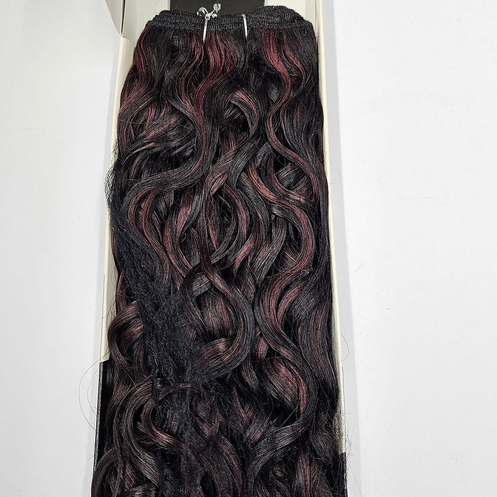 Thumbnail: Curly sew-in weft with red highlights