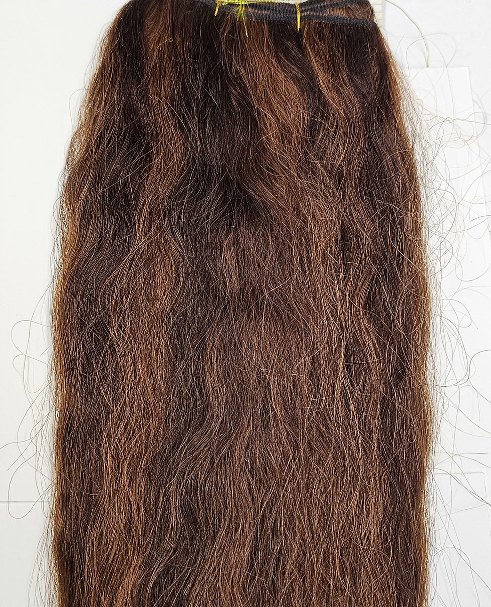 Thumbnail: Brown curly sew-in hair weave