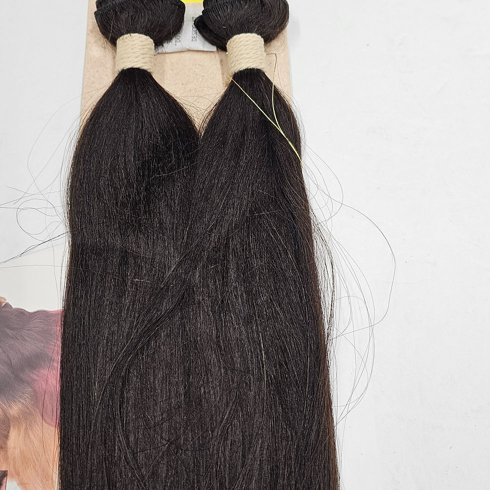 Thumbnail: Two bundles of dark straight hair extensions