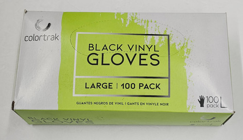 Black vinyl gloves by Colortrak; size L; 100 pack https://www