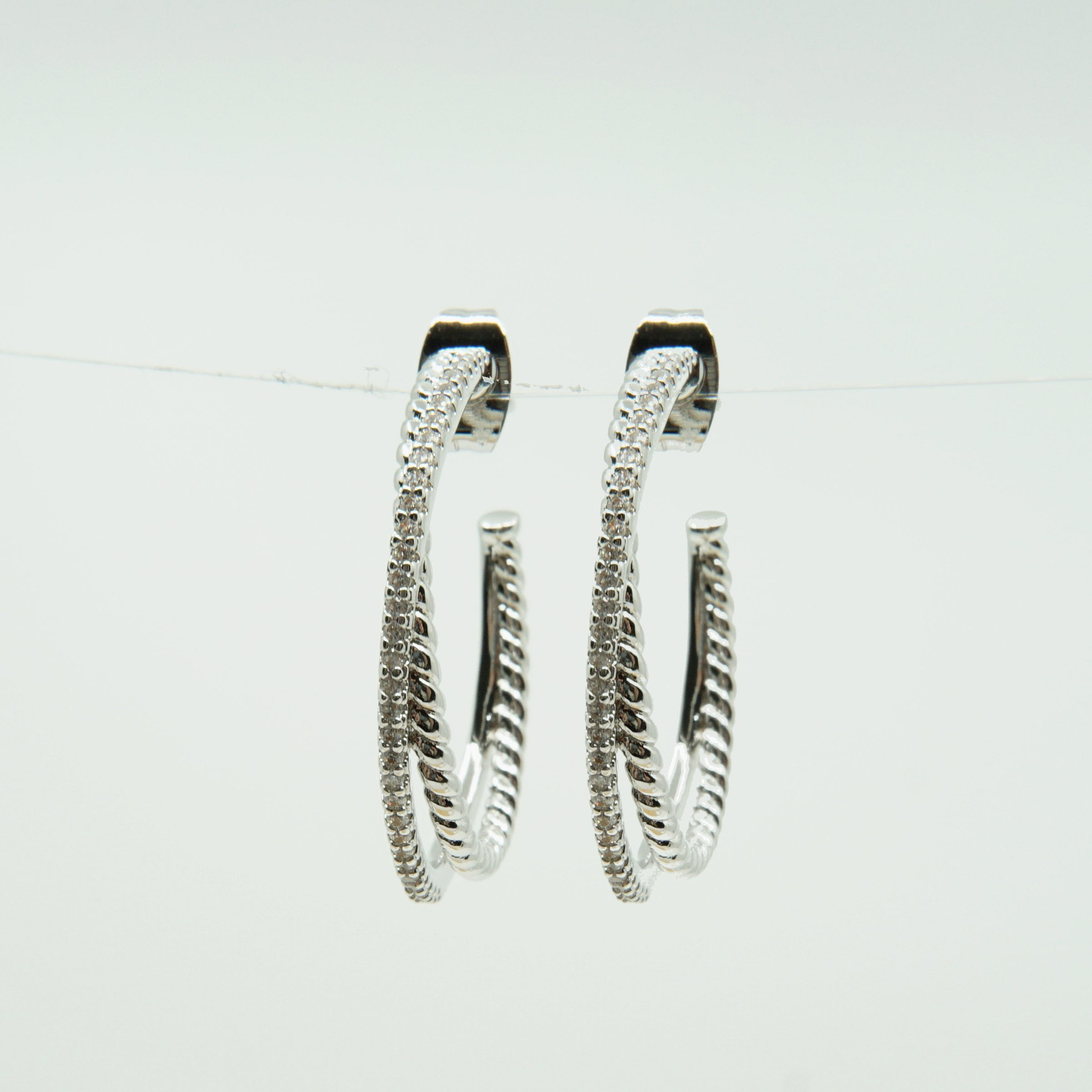 CZ and Braided hoop Earring