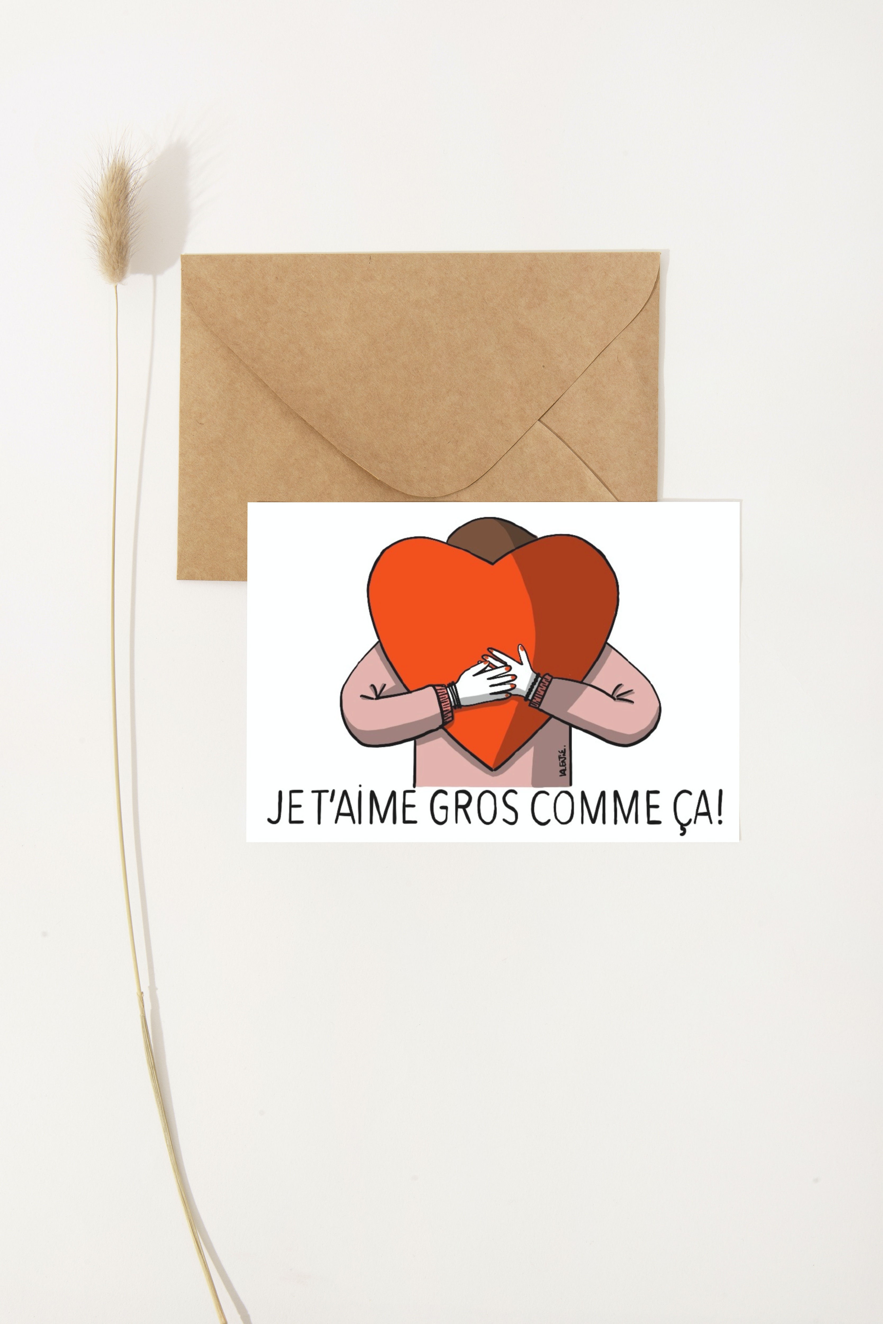 Carte _ Je t'aime gros comme ça _rose