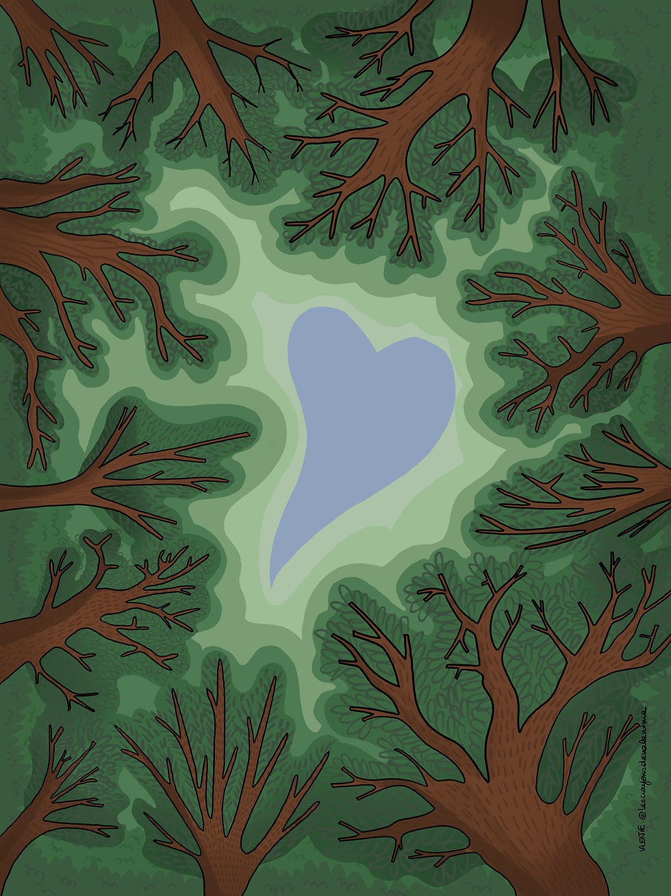 carte avec des arbres formant un coeur