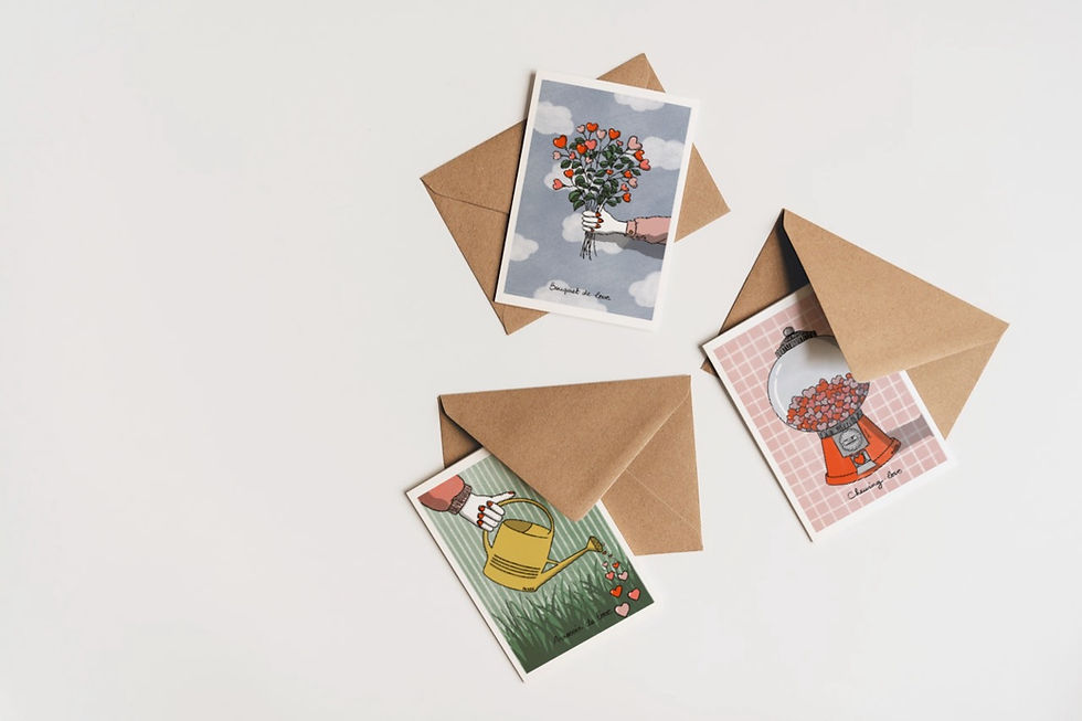 Miniature : carte d'un bouquet avec des coeurs